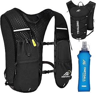 ONETOALL Running Vest Women with Water Bottle 500ml/Bladder 2L, 6L Reflective Hydration Backpack Mens, Lightweight 150g for Trailrunning Hiking Marathon