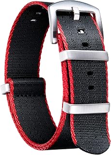 BINLUN Military Ballistic Nylon Watch Strap Replacement Braided Watch Strap with Black/Silver Steel Buckle Men Women 20 Colours 18mm 20mm 22mm 24mm (Upgrade Version)