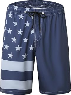 FT FENTENG Mens Swim Trunks Quick Dry Board Shorts with Mesh Lining, Breathable Surf Beach Shorts Swimwear Bathing Suits