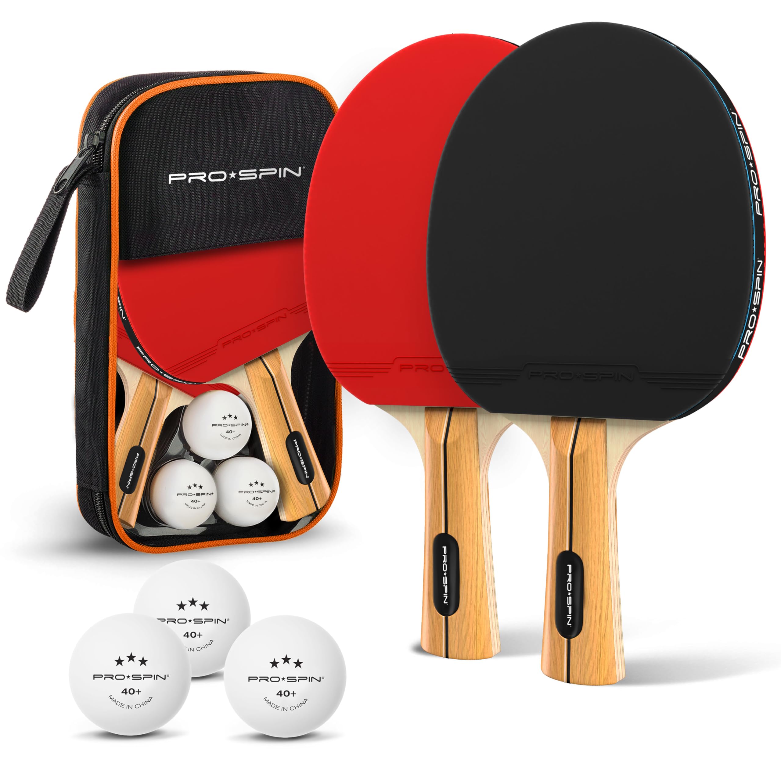 PRO-SPIN Table Tennis Bats - High-Performance Set with Premium Table Tennis Rack
