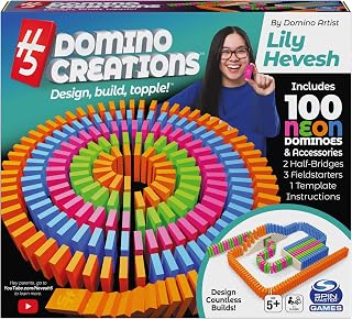 H5 Domino Creations 100-Piece Neon Set by Lily Hevesh, for Families and Kids Ages 5 and up