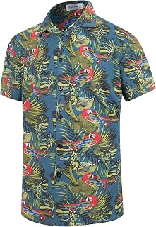 Weecreeture Floral Hawaiian Shirt Men Summer Button Down Shirt Short Sleeve Shirt Men Beach Tropical Casual Aloha Shirt