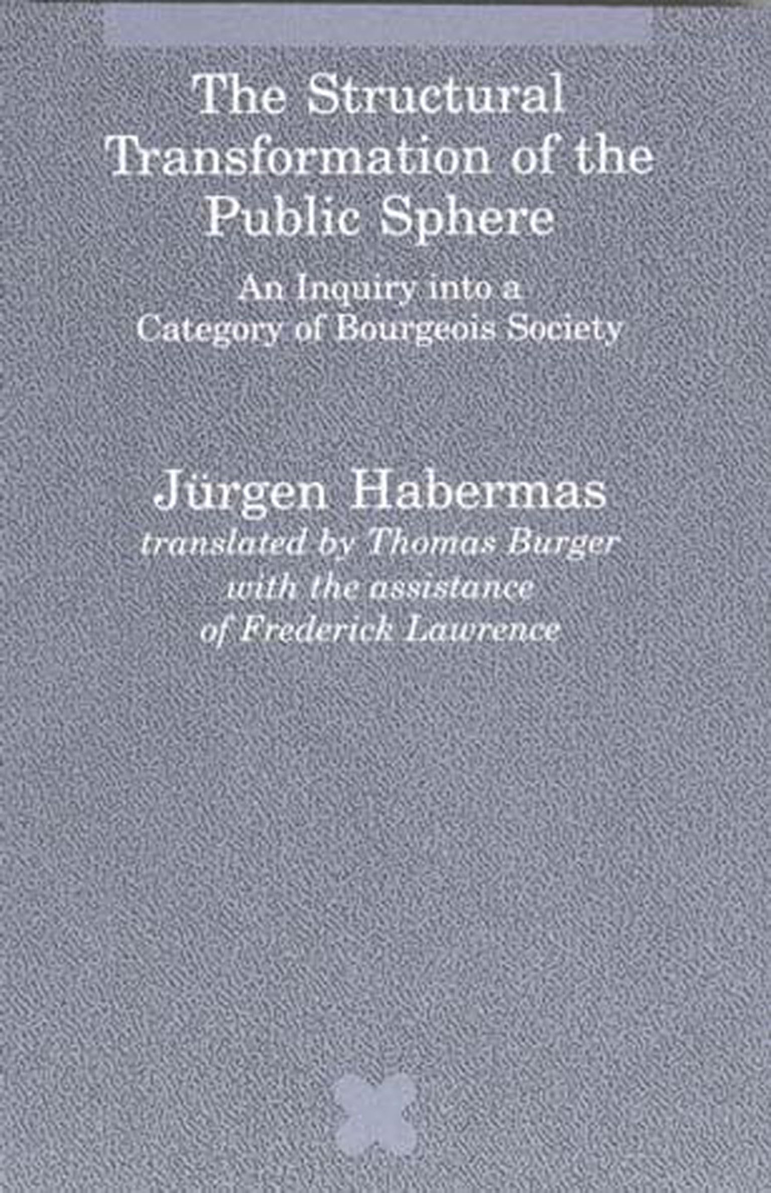 The Structural Transformation of the Public Sphere: An Inquiry into a Category o