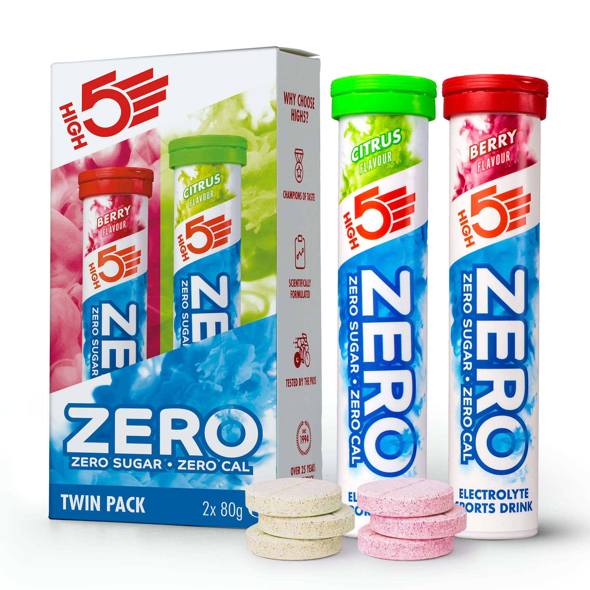 HIGH5 Zero Brausetabletten, Ohne Zucker, Gemischt, 2x20 Stück