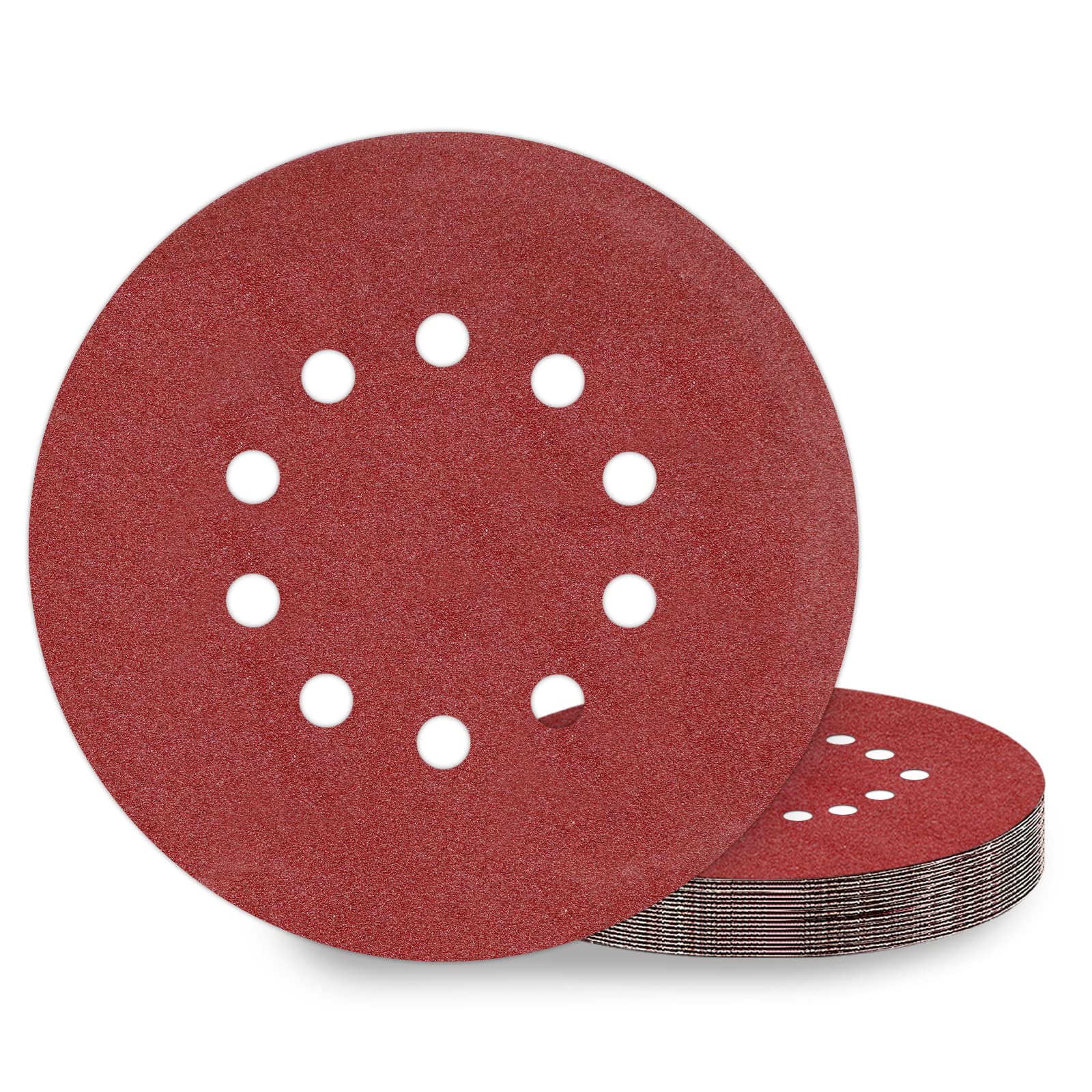 KONGMING 10 Pcs 225mm Sanding Discs 120 Grit 10 Hole