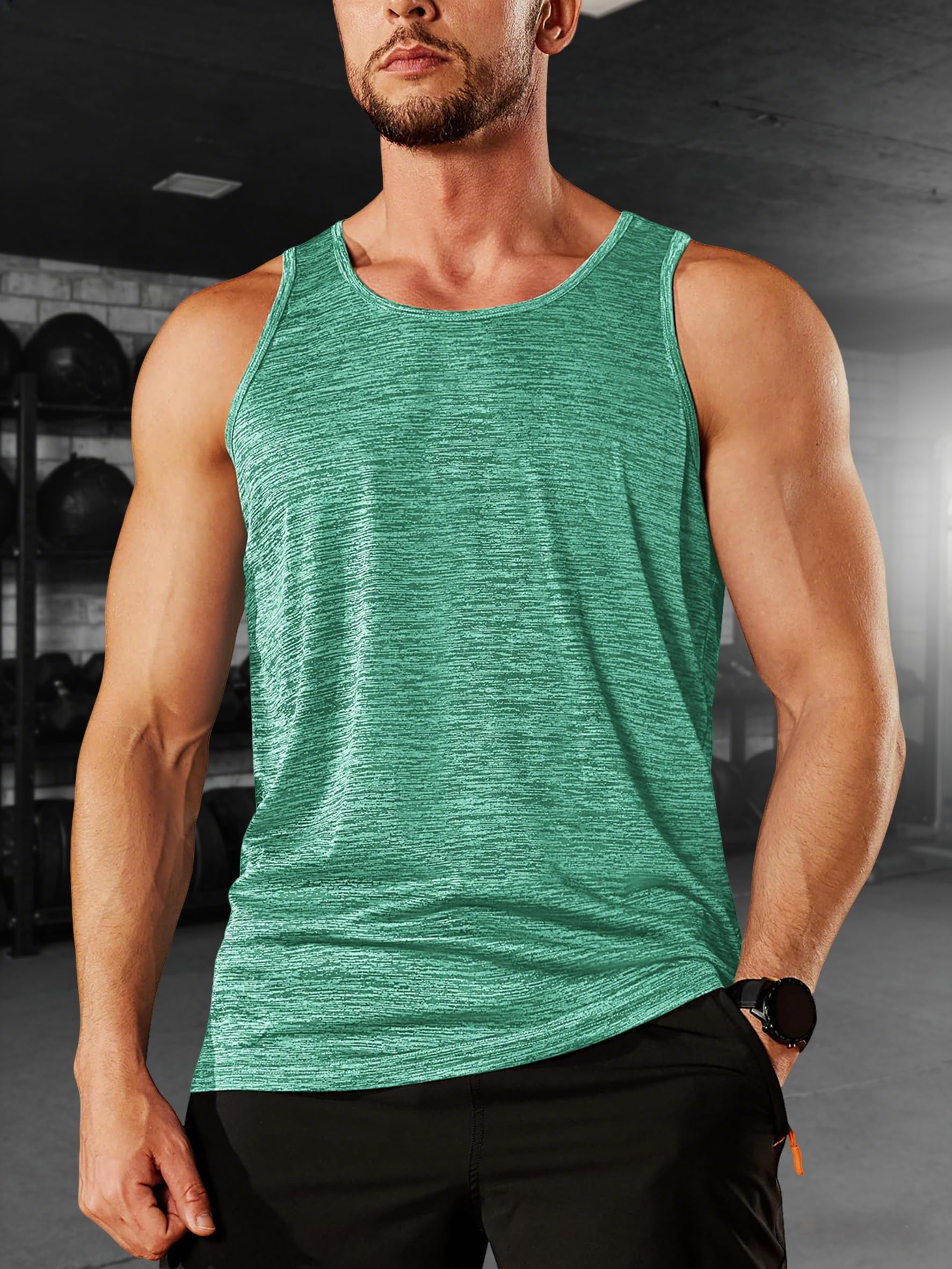 Mens Quick Dry Sleeveless Workout Gym Muscle Athletic Bodybuilding Performance T