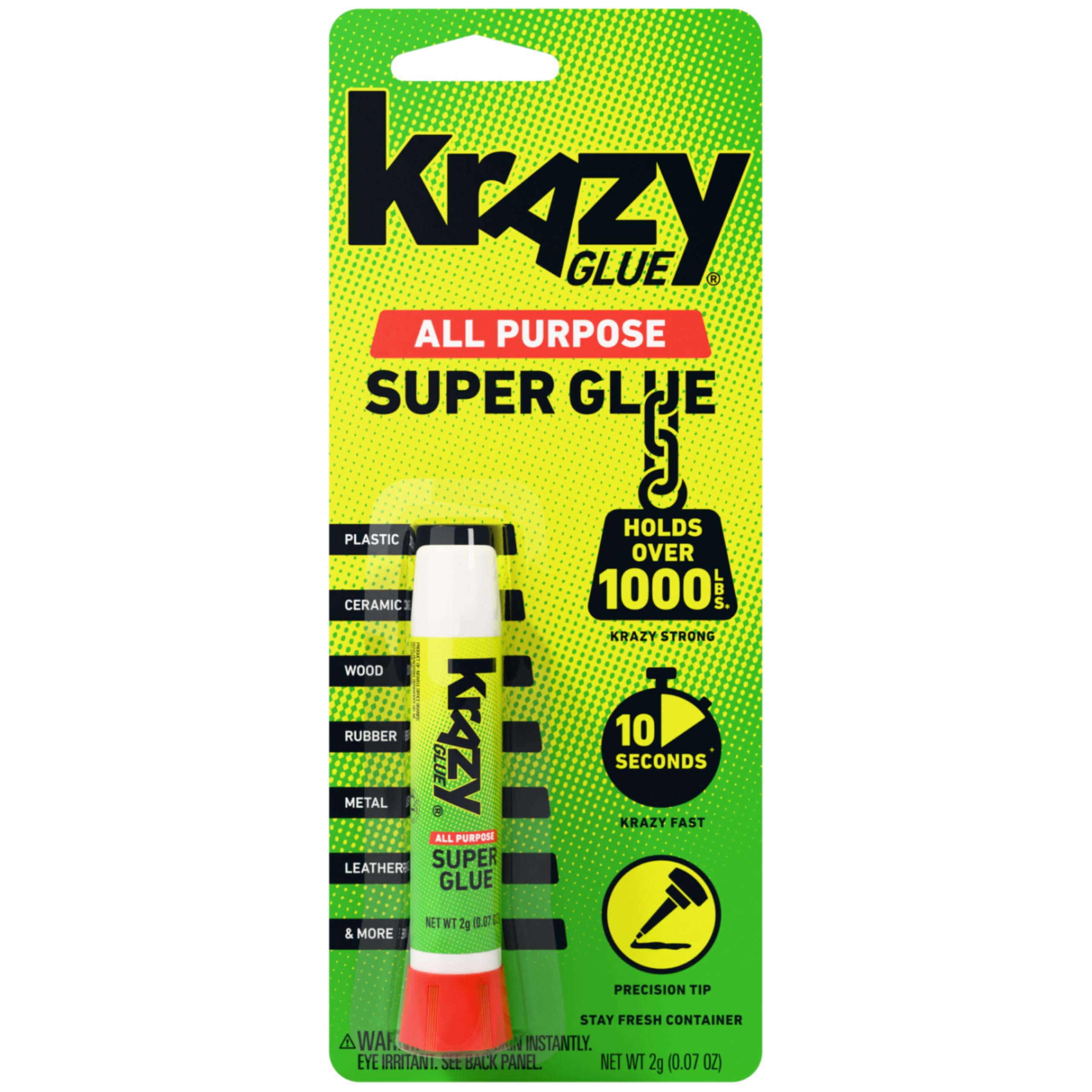 Krazy Glue All Purpose Instant Superglue, 2 g | Extra Strong Bond Adhesive for W