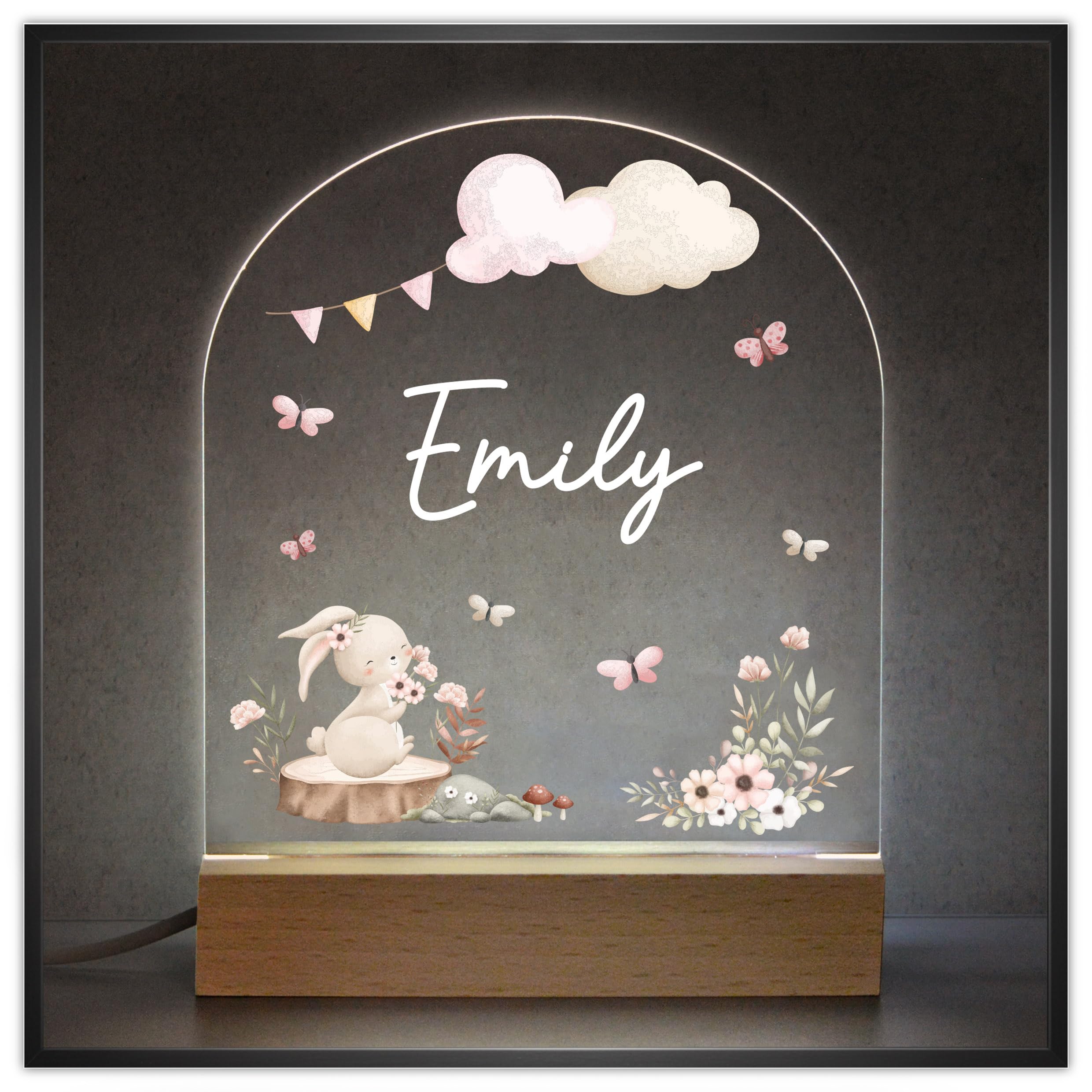 Beecreative Personalised Baby Girl Gifts - Custom LED Nursery Night Light - Girl