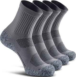 CWVLC Unisex Cushioned Compression Sport Quarter Socks, 4-pairs Grey, L