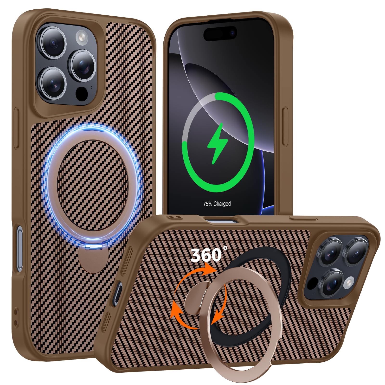 Designed for iPhone 16 Pro Case with Stand, Desert Titanium