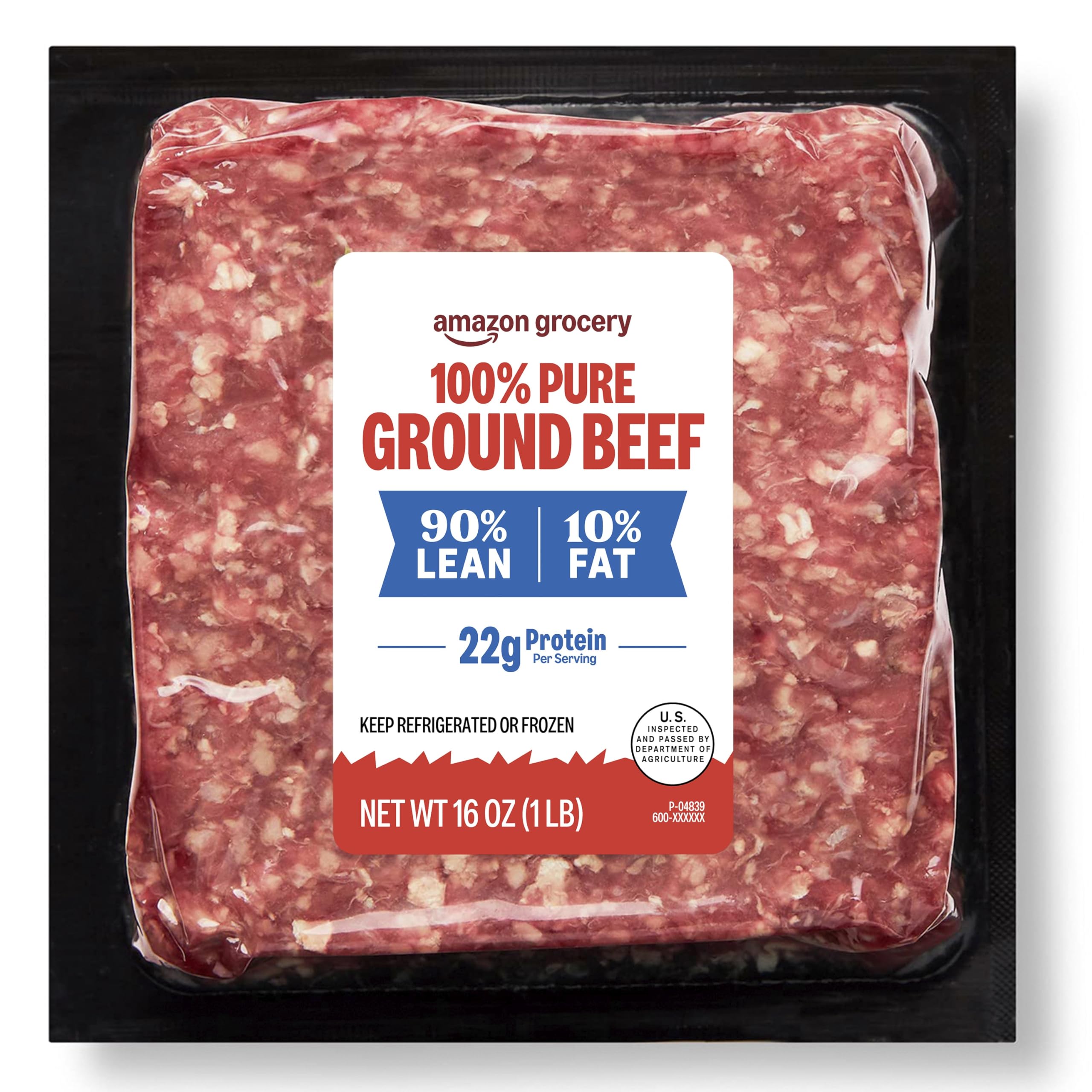 Amazon Grocery, Ground Beef, 90% Lean/10% Fat, 1 lb