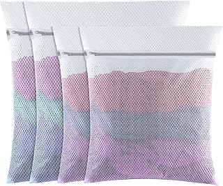 4 Pack Mesh Laundry Wash Bag, Mesh Laundry Bags With Zips (L+M, White) | Coarse Mesh, Protects Delicates from Tangling, Reusable and Durable, Washer & Dryer Safe, For Washing & Travel Storage