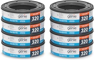 Diaper Genie Essentials Round Refill 8-Pack, Unscented, Fits Complete Pails | Continuous multi-layer refill film with odor-locking technology helps contain odors and holds up to 2,560 newborn diapers.