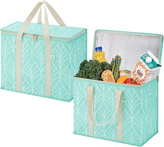 VENO Insulated Shopping Bag with Removable Reinforced Base, Grocery Store, Insulation, Durable, Standing, Double Leg Zipper, Foldable, Durable