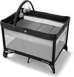 Graco On the Go Zip Playard, Reeves | Foldable Baby Playpen with Infant Bassinet, Portable & Travel-Friendly
