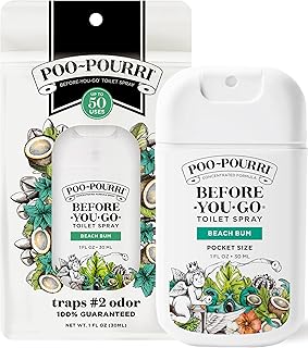 Poo-Pourri Before-You-Go Pocket Toilet Spray, Beach Bum, 1 Fl Oz | Travel Essentials On-The-Go Bathroom Odor Deodorizer with Essential Oils, Up to 50 Uses, TSA Approved, Coconut Orchid Scent