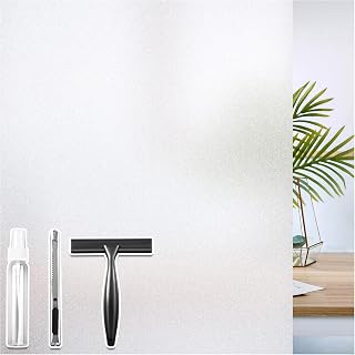 Coavas Frosted Window Films for Privacy Static Cling, 44.5 x 200cm, Frosted | Non Adhesive UV Sun Blocking Heat Control Frosting Cling, Day and Night Privacy Pure Frosted Glass Sticker for Home Office