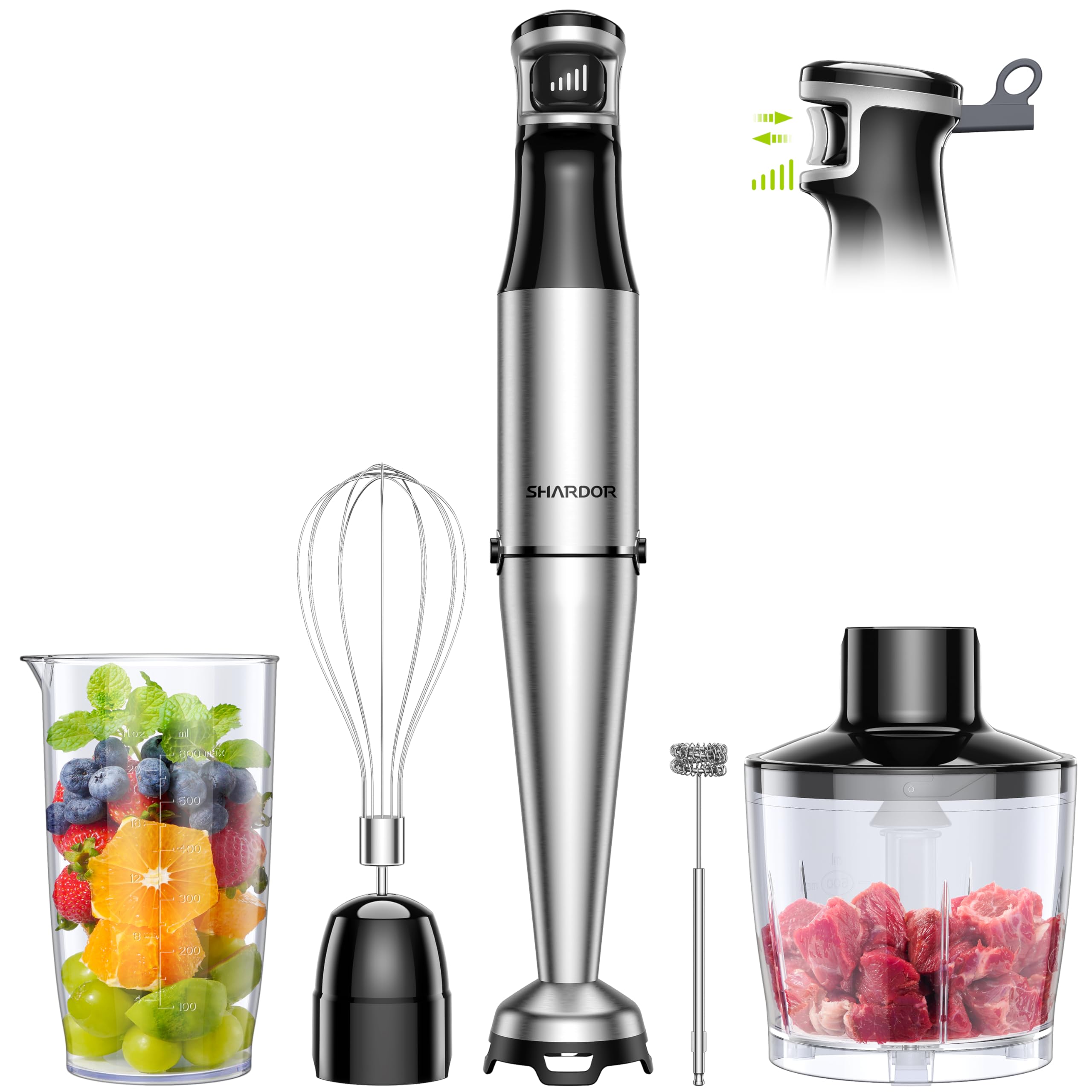 Hand Blender, soft start Variable Speed 5 in 1 Stick Blenders for kitchen 1100W 