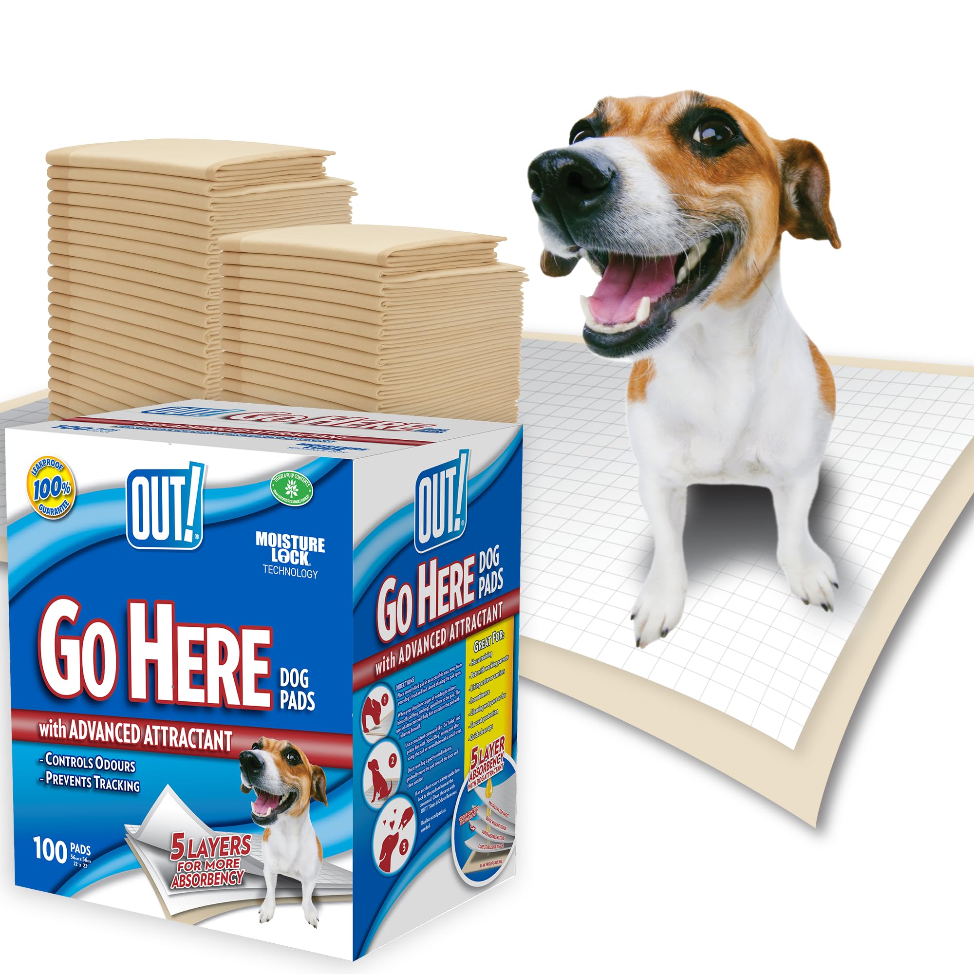 OUT! Go Here Pads for Dogs and Puppies - Pack of 100