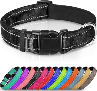 Reflective Dog Collar, Soft Padded Breathable Nylon Collar for Pets, Adjustable for Small, Medium and Large Dogs