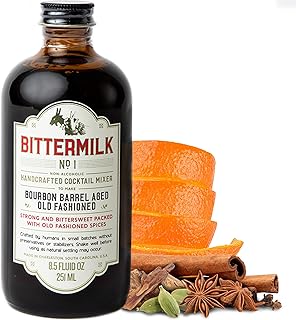 Bittermilk No.1 Bourbon Barrel Aged Old Fashioned Mix, 8.5 oz | Handcrafted Cocktail Mixer & Old Fashioned Syrup - All Natural Bourbon Barrel Aged Bitters - Cocktail Syrup & Drink Mixers