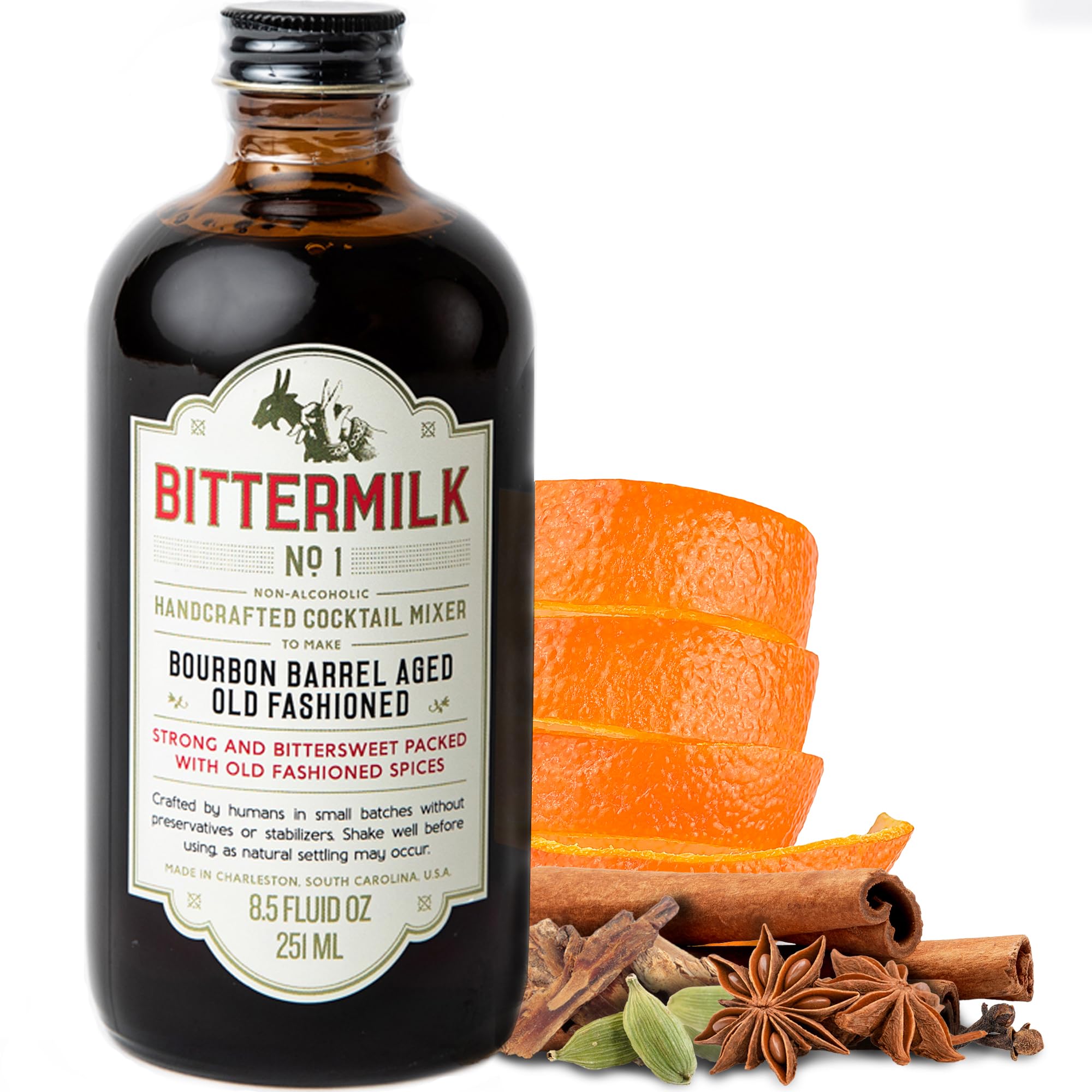 Bittermilk No.1 Bourbon Barrel Aged Old Fashioned Mix, 8.5 oz | Handcrafted Cock