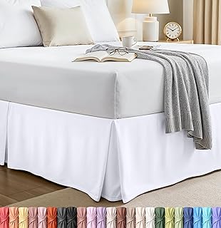 Utopia Bedding - Double Bed Base Valance Sheet Soft Four Frilled Easy Fit 16" Drop Hotel Quality - Shrink and Fade Resistant - White