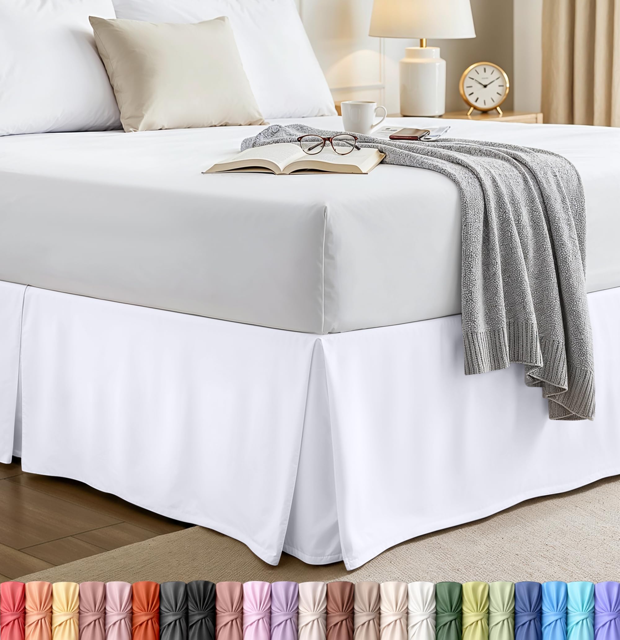 Utopia Bedding - Double Bed Base Valance Sheet Soft Four Frilled Easy Fit 16" Dr