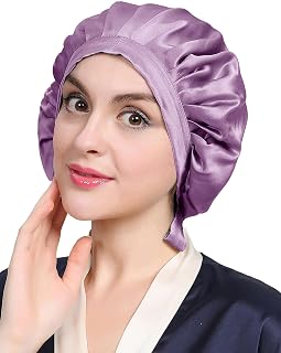 LilySilk 100% Natural Silk Night Cap, Prevents Splints, Moisturizing and Beautiful Hair, Sleeping Cap, For Sleeping and Postpartum Use (1/4 Round Elastic)