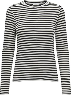 ONLY Women's Onlaida L/S Striped Top JRS Comfortable Top with O-Neck and Long Sleeves