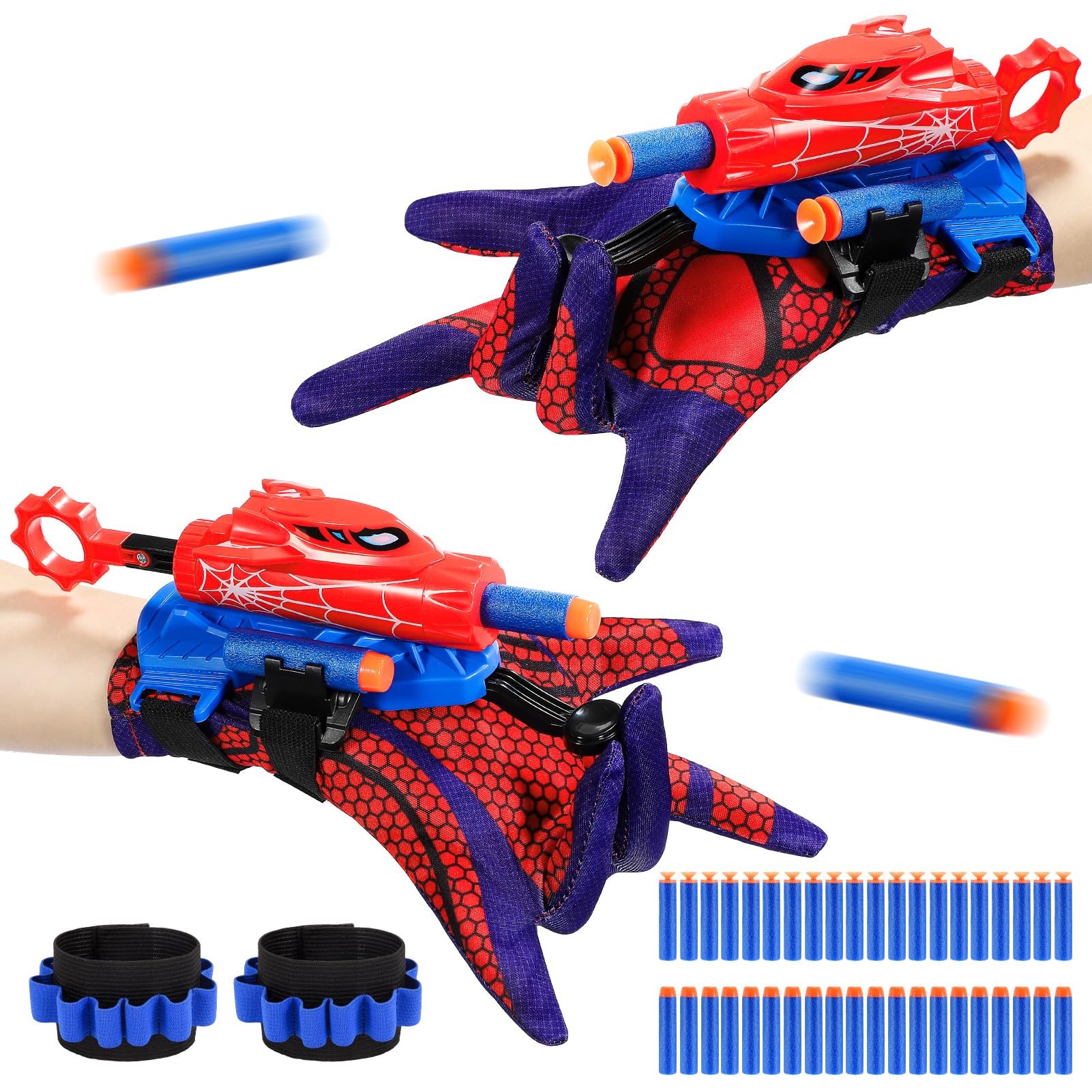 2 Set of Web Shooter Toys for 2 3 4 5 Year Old Boys,Small Gloves with Wrist Dart