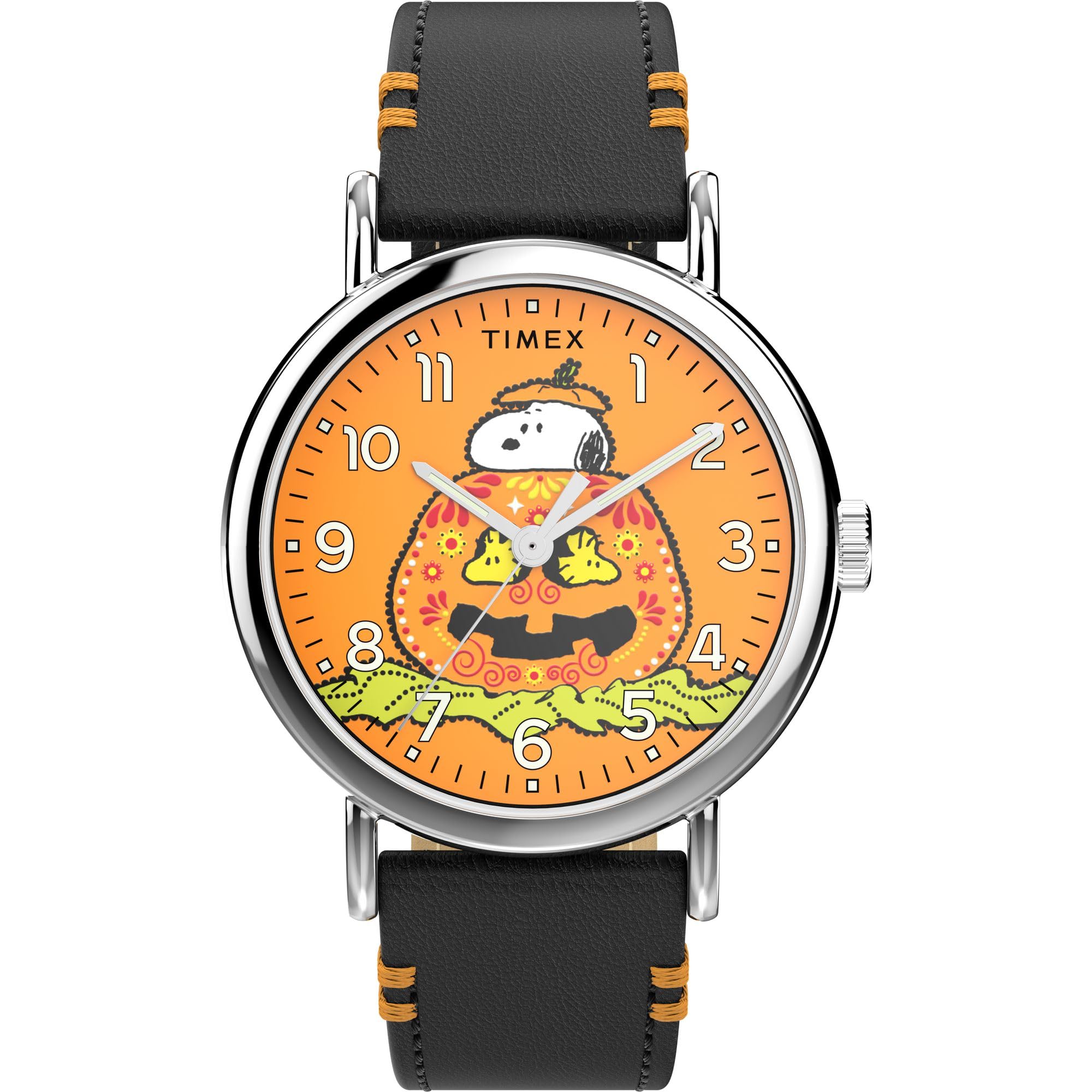 Timex Peanuts Weekender Men's Watch 40mm - Black Strap Orange Dial Silver Case