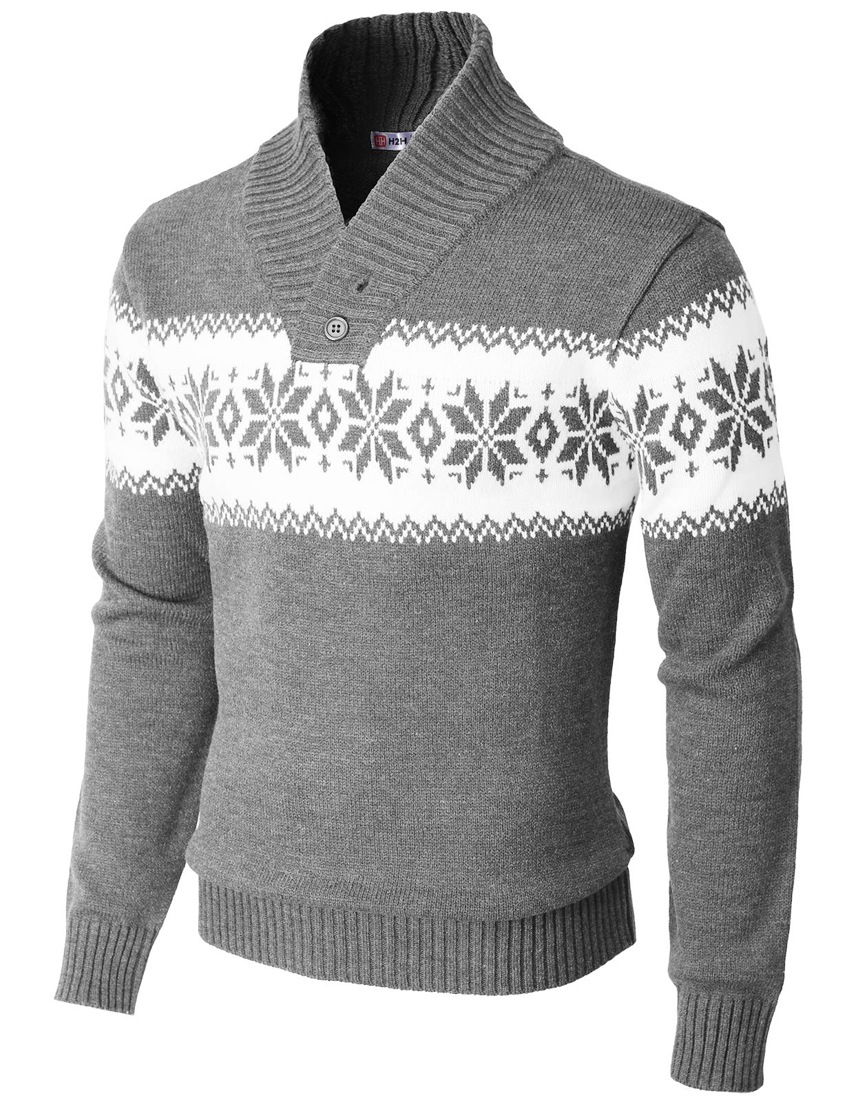 H2H Men's Casual Slim Fit Pullover Sweater Knitted Thermal Sweatshirt