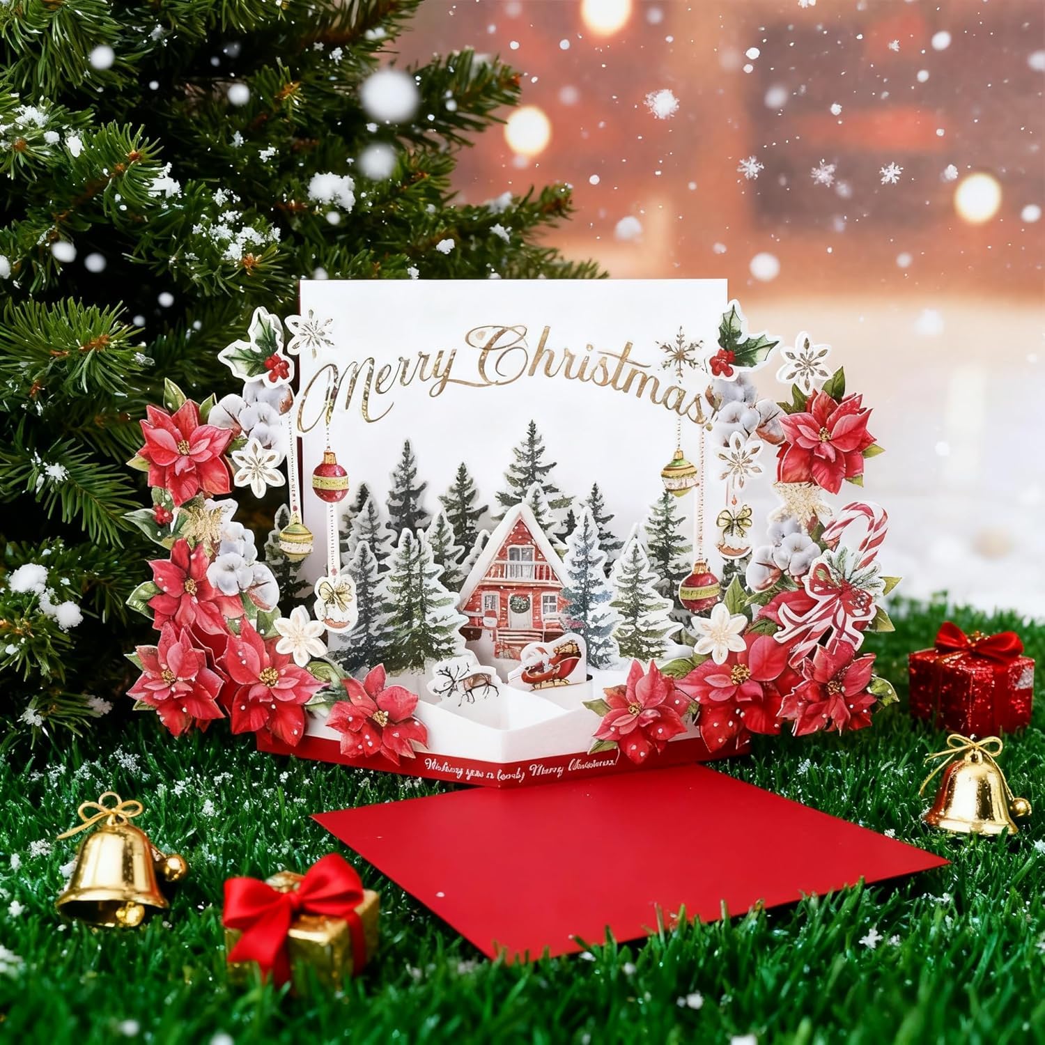 Christmas 3D Pop Up Card With Envelopes - 3D Holiday Greeting, Merry Christmas C