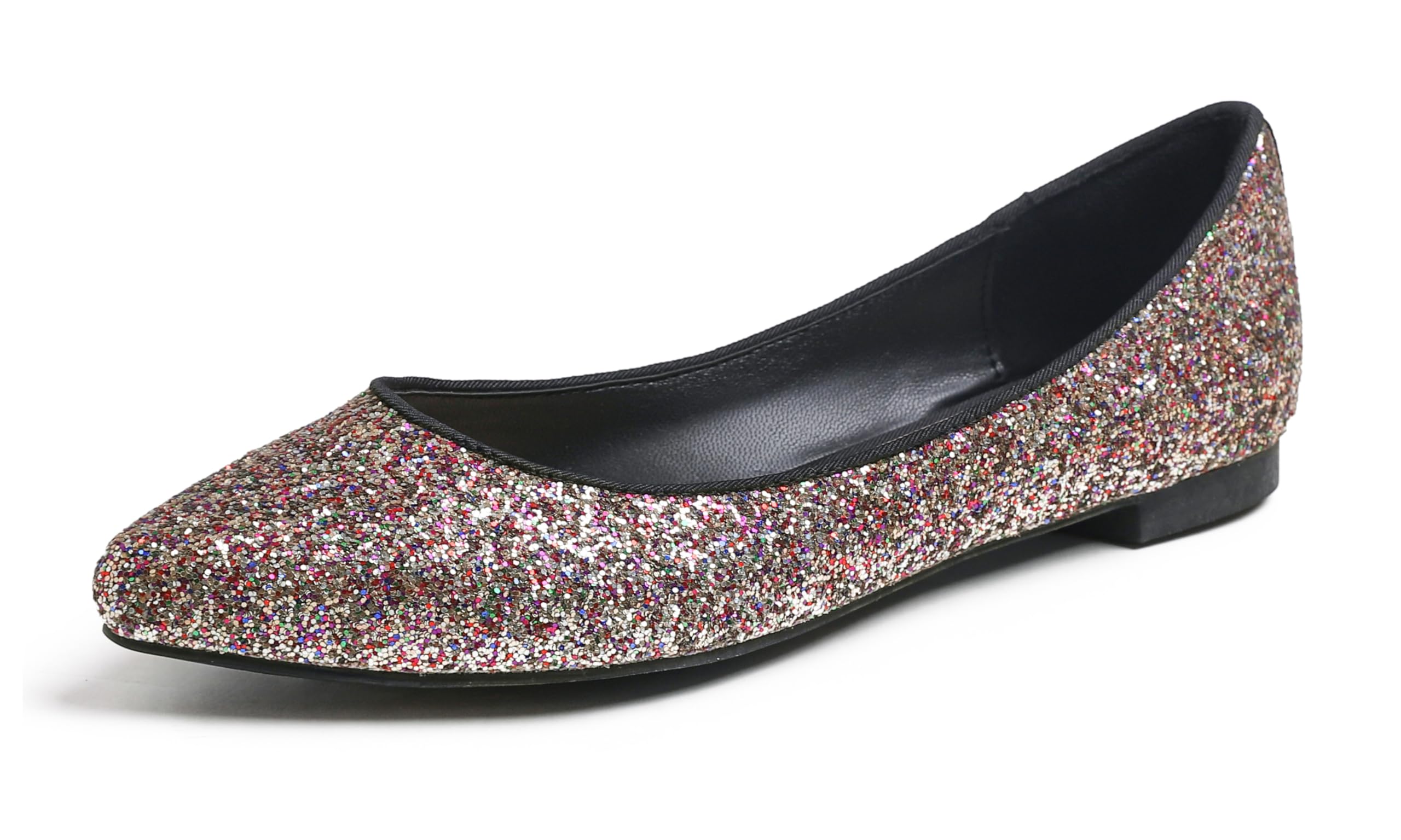 Feversole Shiny Sequins Ballet Flats Colourful with Memory Foam Cushion for Wome