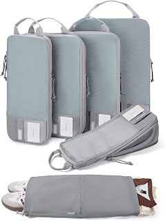 BAGSMART 6 Set Compression Packing Cubes, Lightweight Vacation Travel Essentials, Travel Accessories for Suitcase Organizer Bags Set, Durable Luggage Organizer Travel Bags