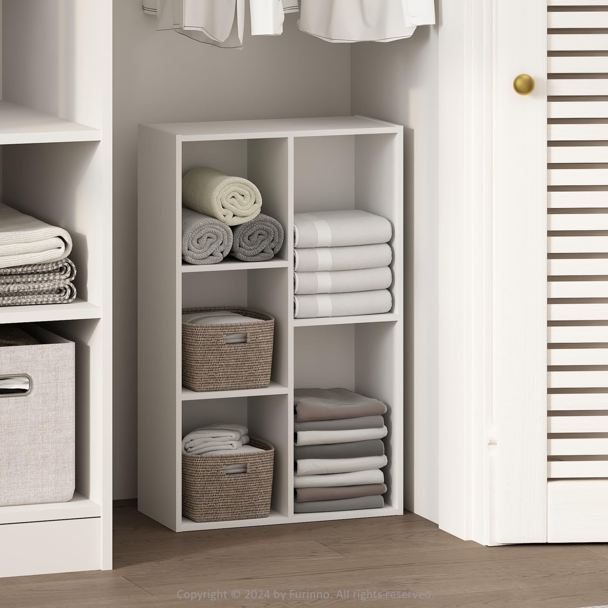 Furinno Reed Closet Organizers and Storage, 5-Cube Reversible Closet Shelves, Cl