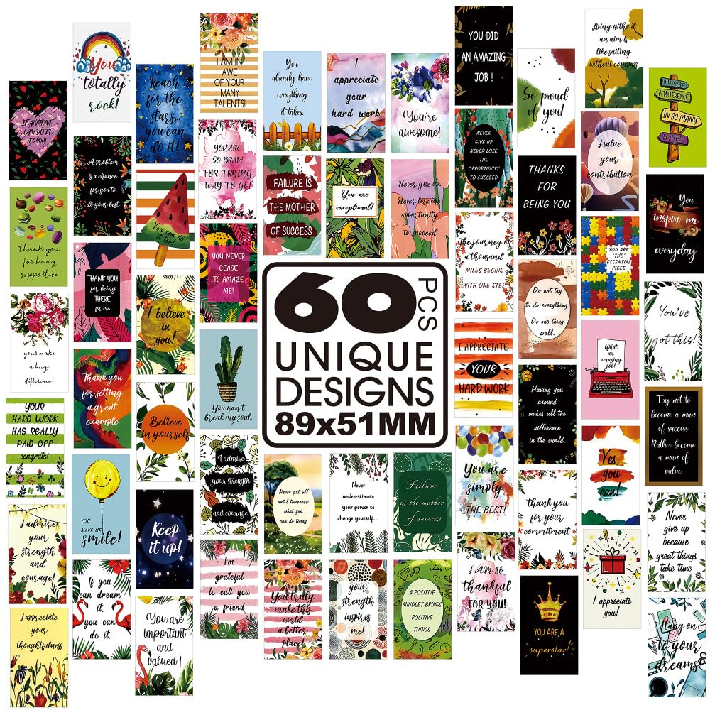 60pcs Incentive Encouragement Cards,Funny Inspirational Affirmation Greeting Car