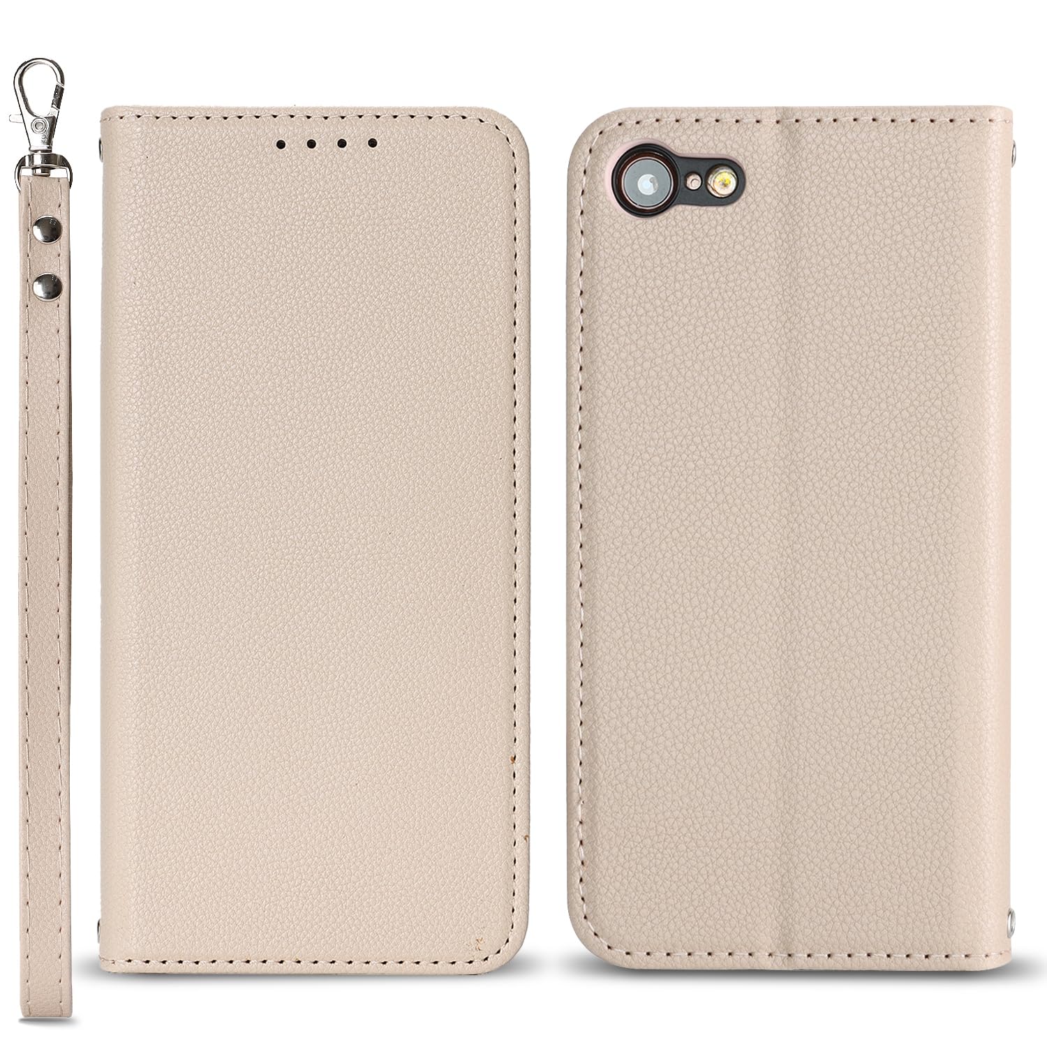 【Hamany】 対応 iphone se ケース 手帳型 iphone se3 ケース iphone se2 ケース-アプリコットベージュ