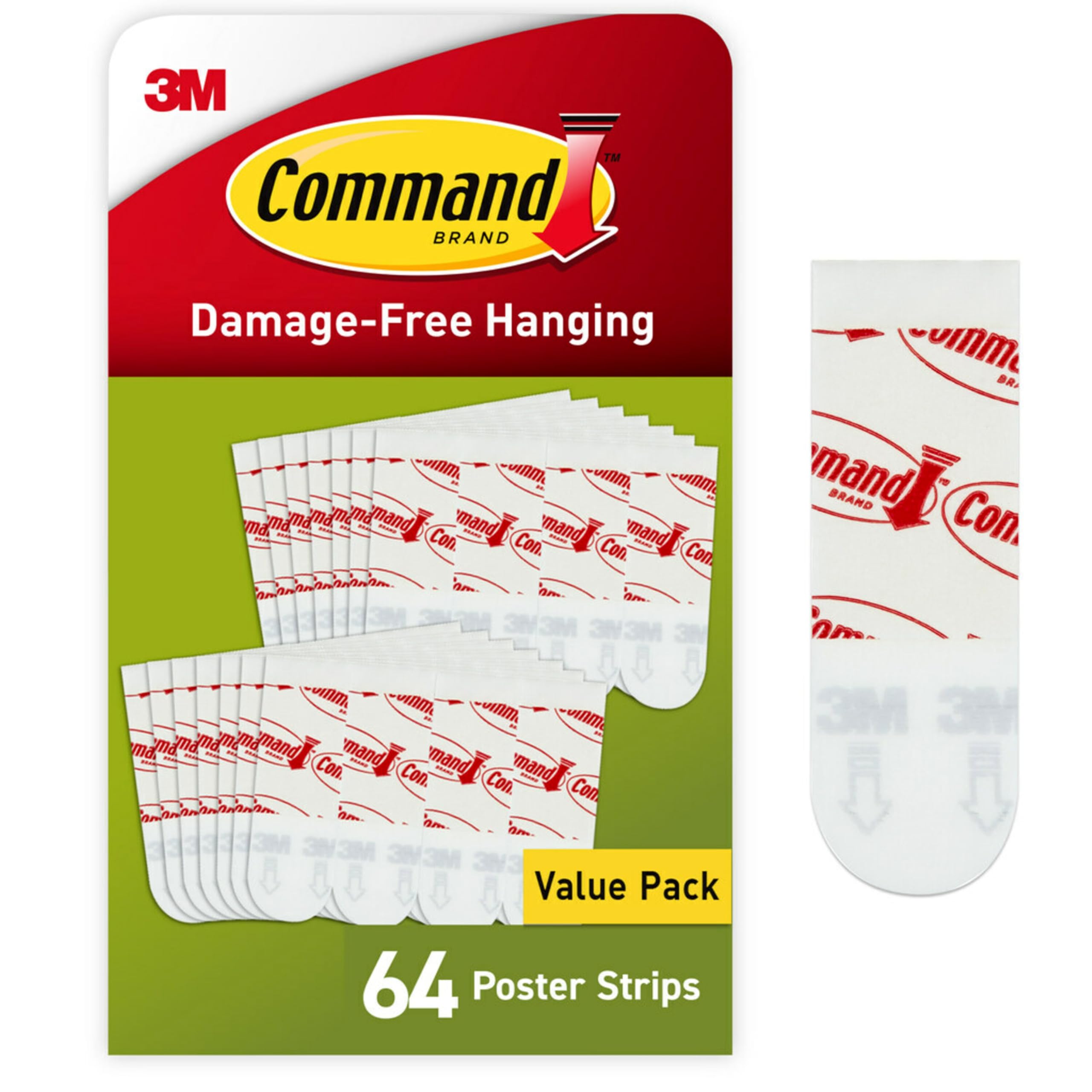 Command Poster Strips, 64 Strips | Damage-Free Hanging Poster Hangers, No Tools 