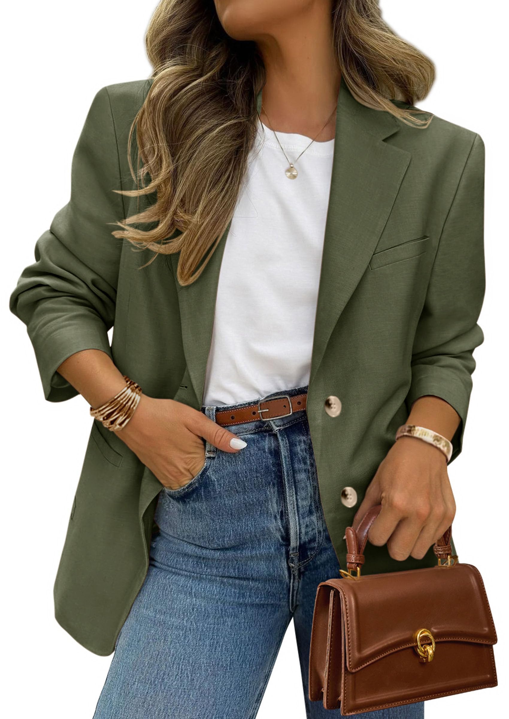 PRETTYGARDEN Blazer 2025 Women Business Casual Long Sleeve Lapel Open Front Work