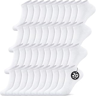 FALARY Men's Women's Sports Socks 10 Pairs Short Socks Ankle Cotton