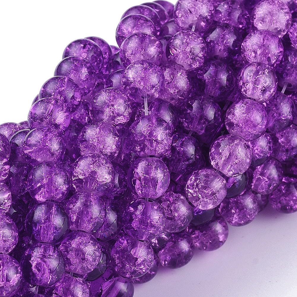 About 100pcs 8mm Round Crackle Glass Beads Handmade Loose Spacer Beads for DIY F