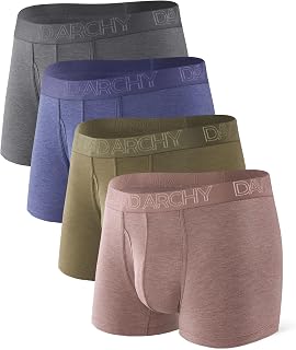 DAVID ARCHY Men's 4 Pack Rayon Boxer Briefs Made of Bamboo Breathable Underwear for Men 3.5"