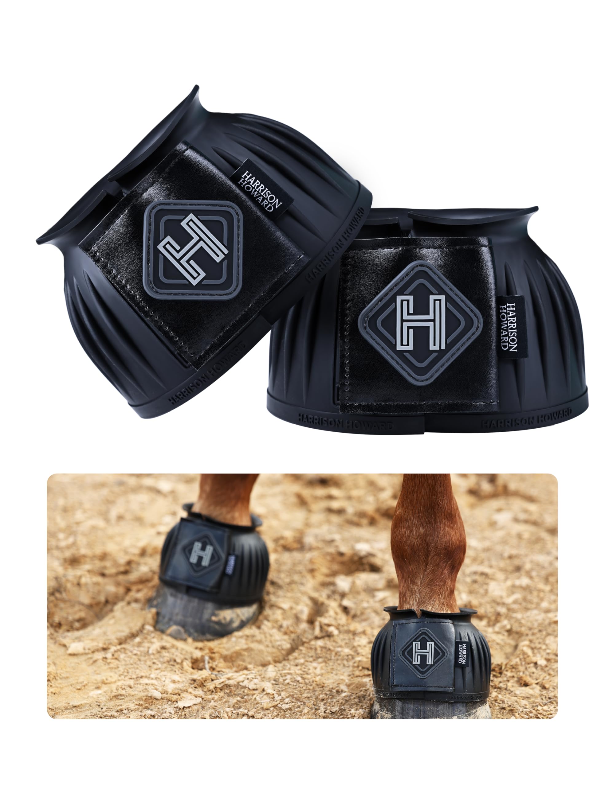 Harrison Howard 2/Pack Rubber Pull-on Bell Boots, Hoof Overreach Protection | Ex