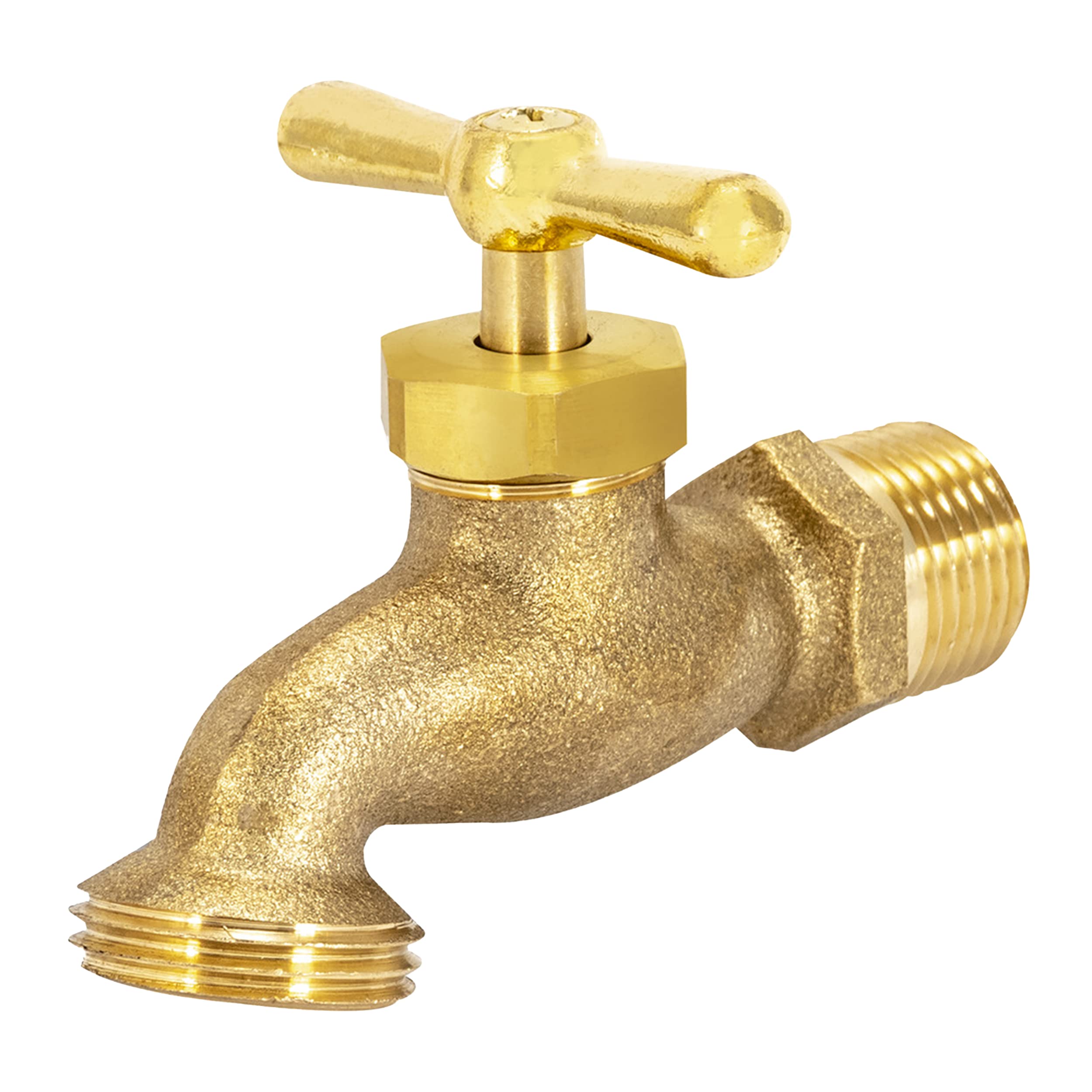Eastman Irrigation Hose Bibb, 1/2 Inch MIP x 1/2 Inch MHT Outdoor Spigot, Brass 