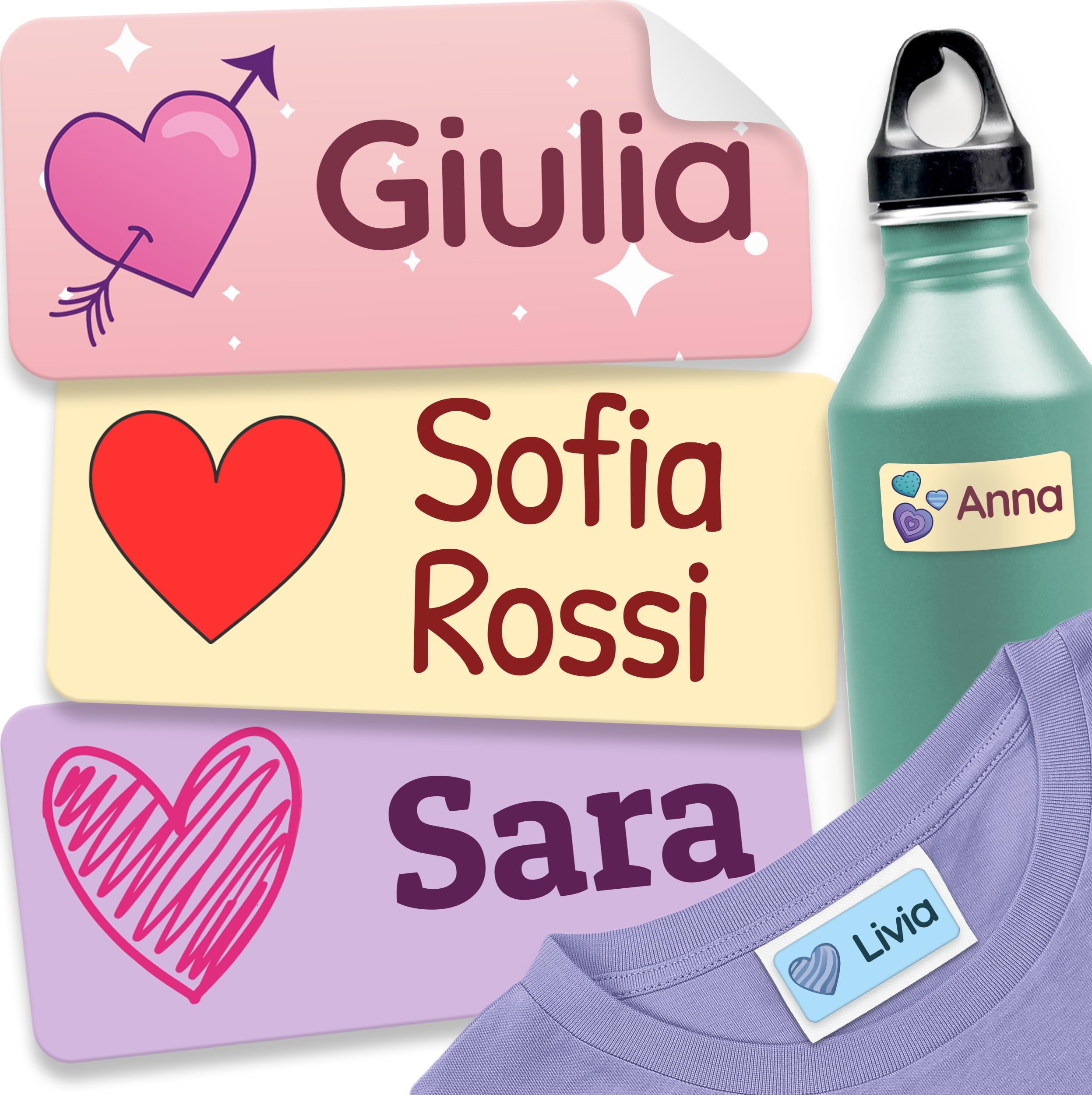 Melu Kids® Personalised Adhesive Labels for School and Kindergarten (60