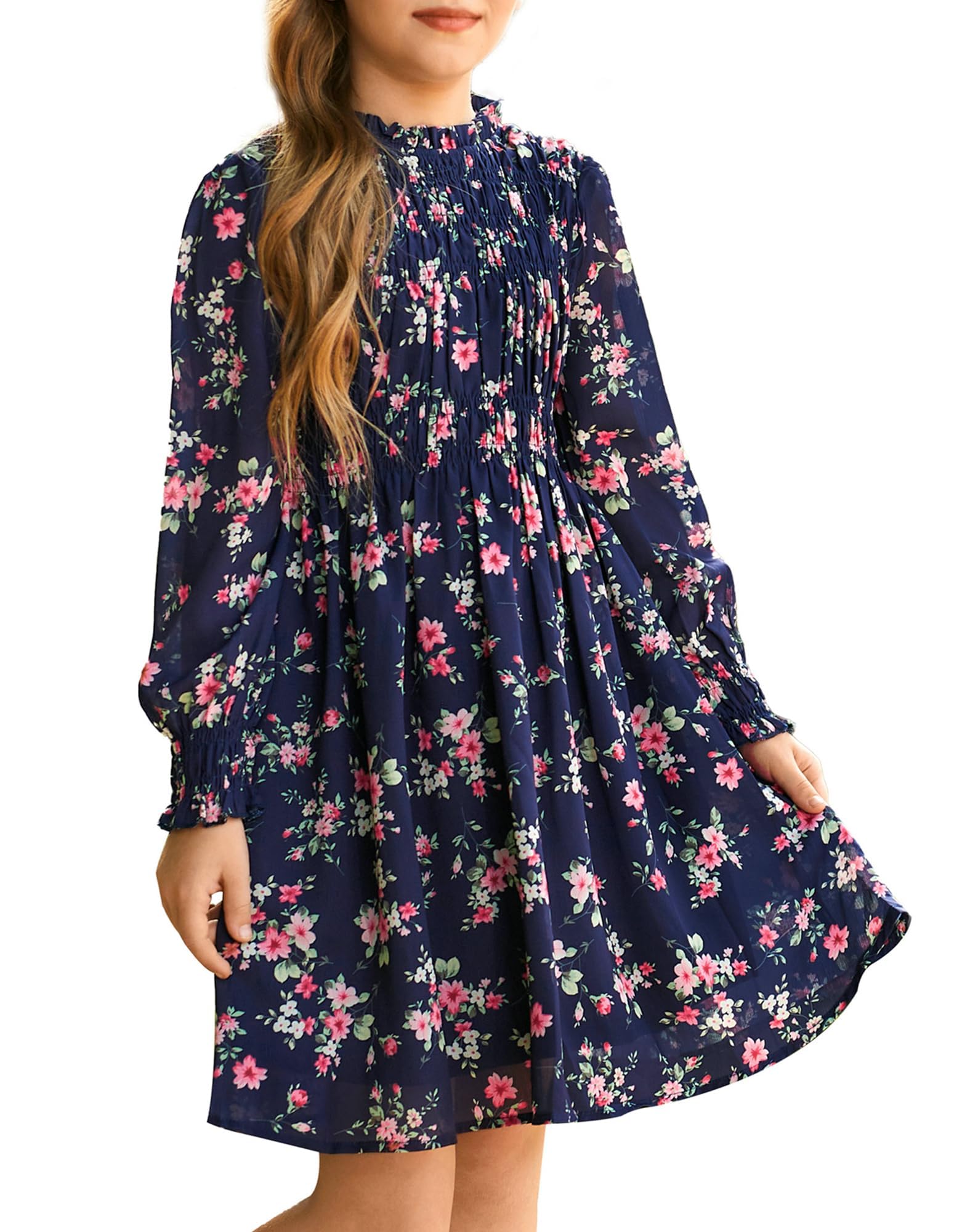 GRACE KARIN Robes d'automne à manches longues pour filles, robe formelle à motif