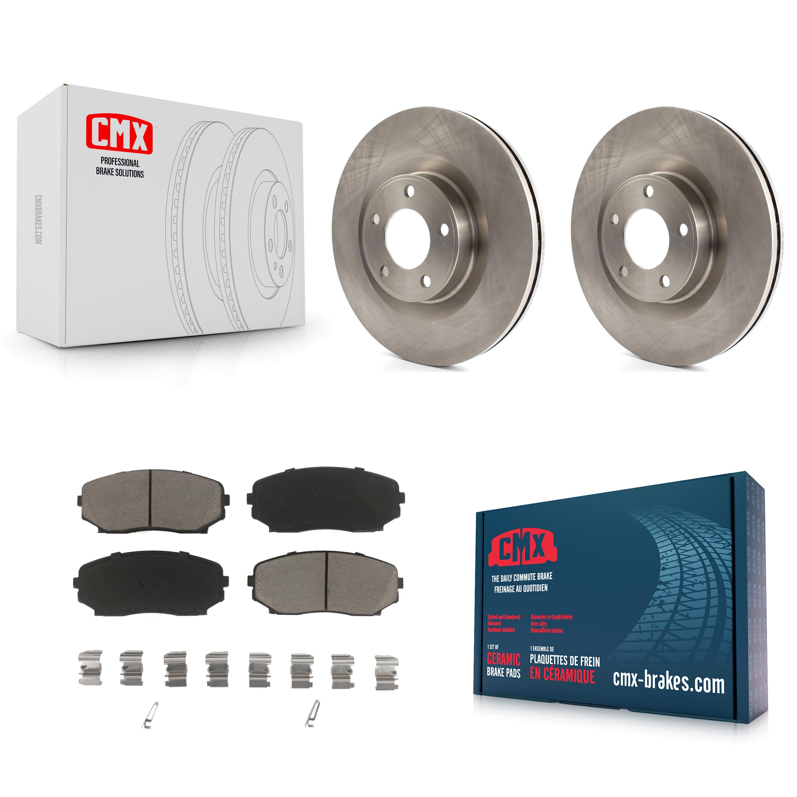 CMX Front Disc Brake Rotors And Ceramic Pads Kit Replacement For Ford Edge Linco