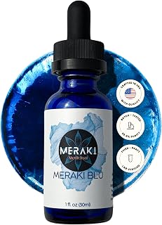 Meraki Blu USP Grade Methylene Blue Solution, 1% Formula, 30 mL | Third-party tested methylene blue solution, high-purity 1% liquid formula in a 30 mL glass dropper bottle.